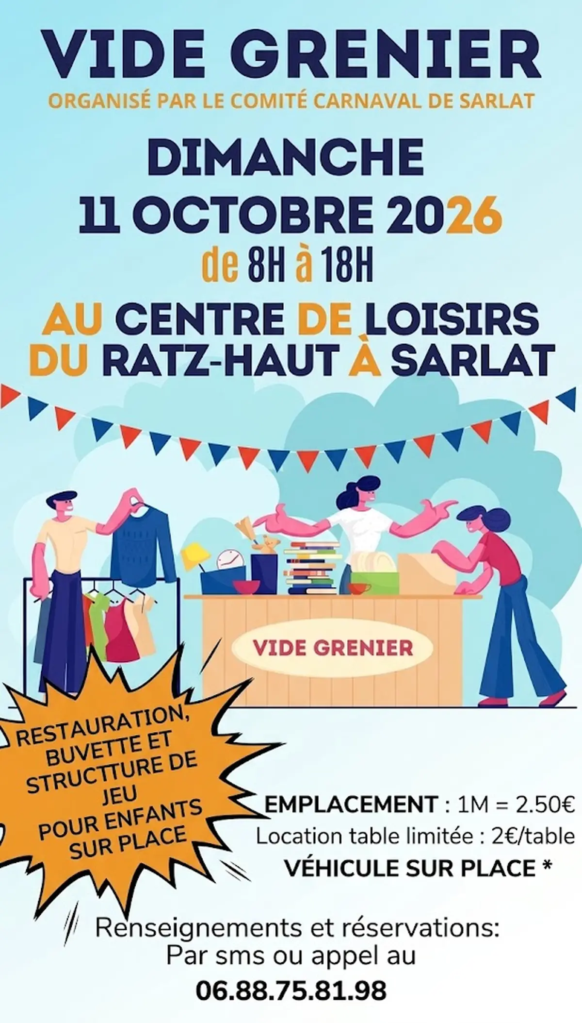 Vide Grenier au Centre de Loisirs du Ratz-Haut à Sarlat