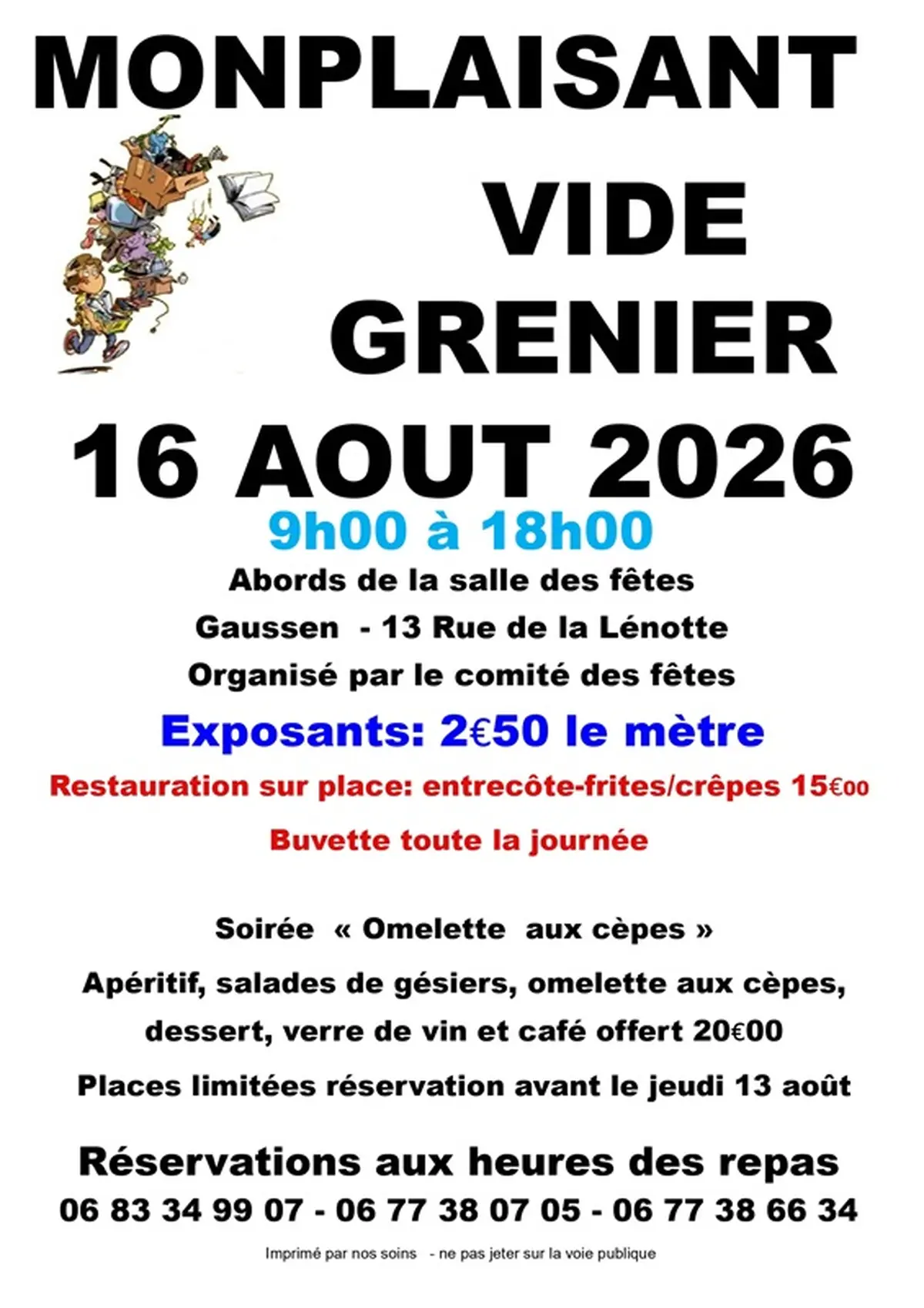 Vide-grenier et soirée omelette aux cèpes à Monplaisant
