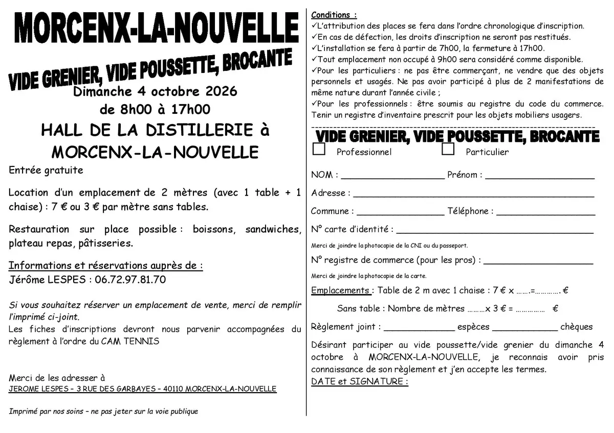 Vide grenier, vide poussette - CAM Tennis