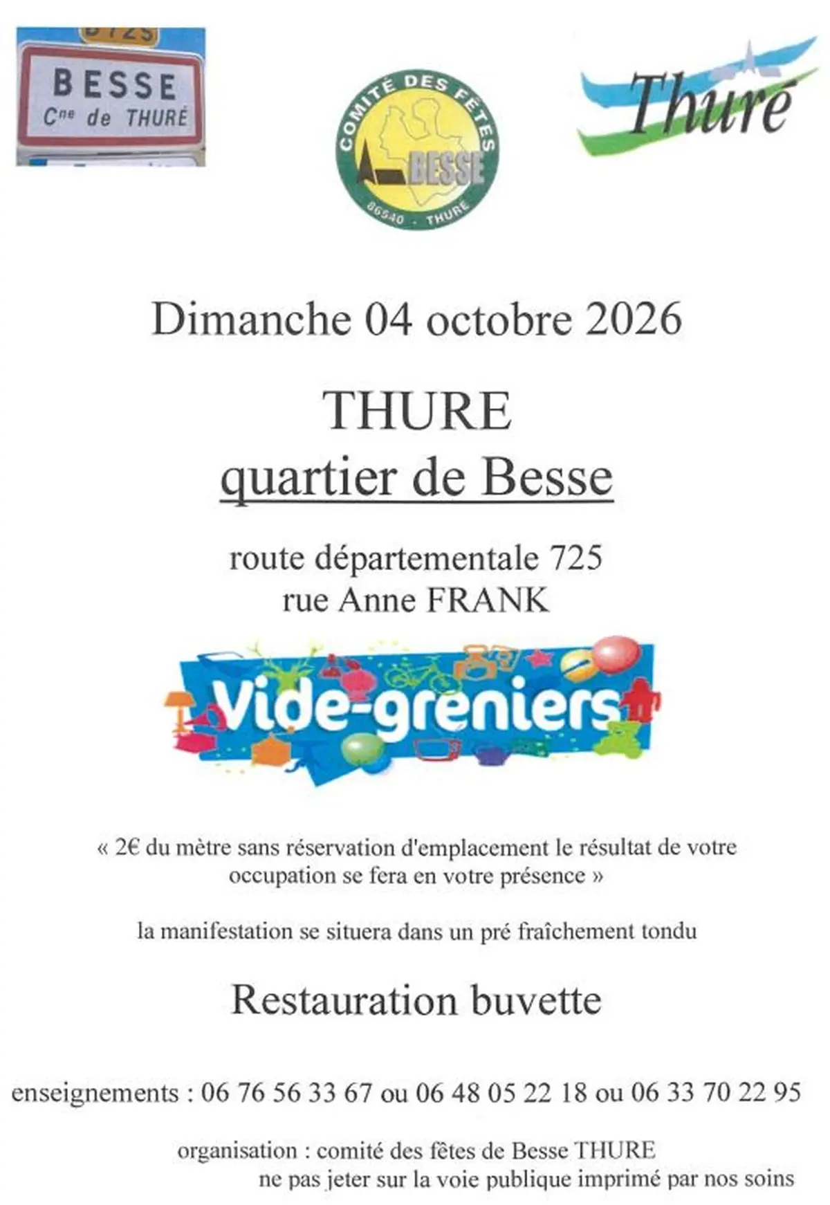 Vide-Greniers à Thuré ! ️