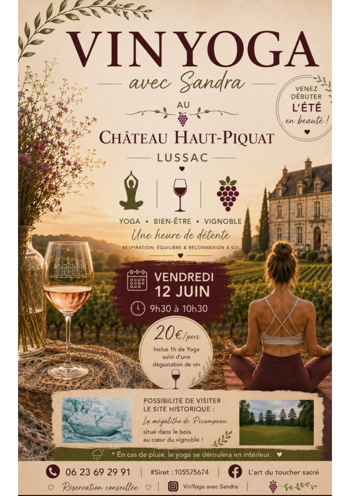 Vin & Yoga avec Sandra au Château Haut-Piquat
