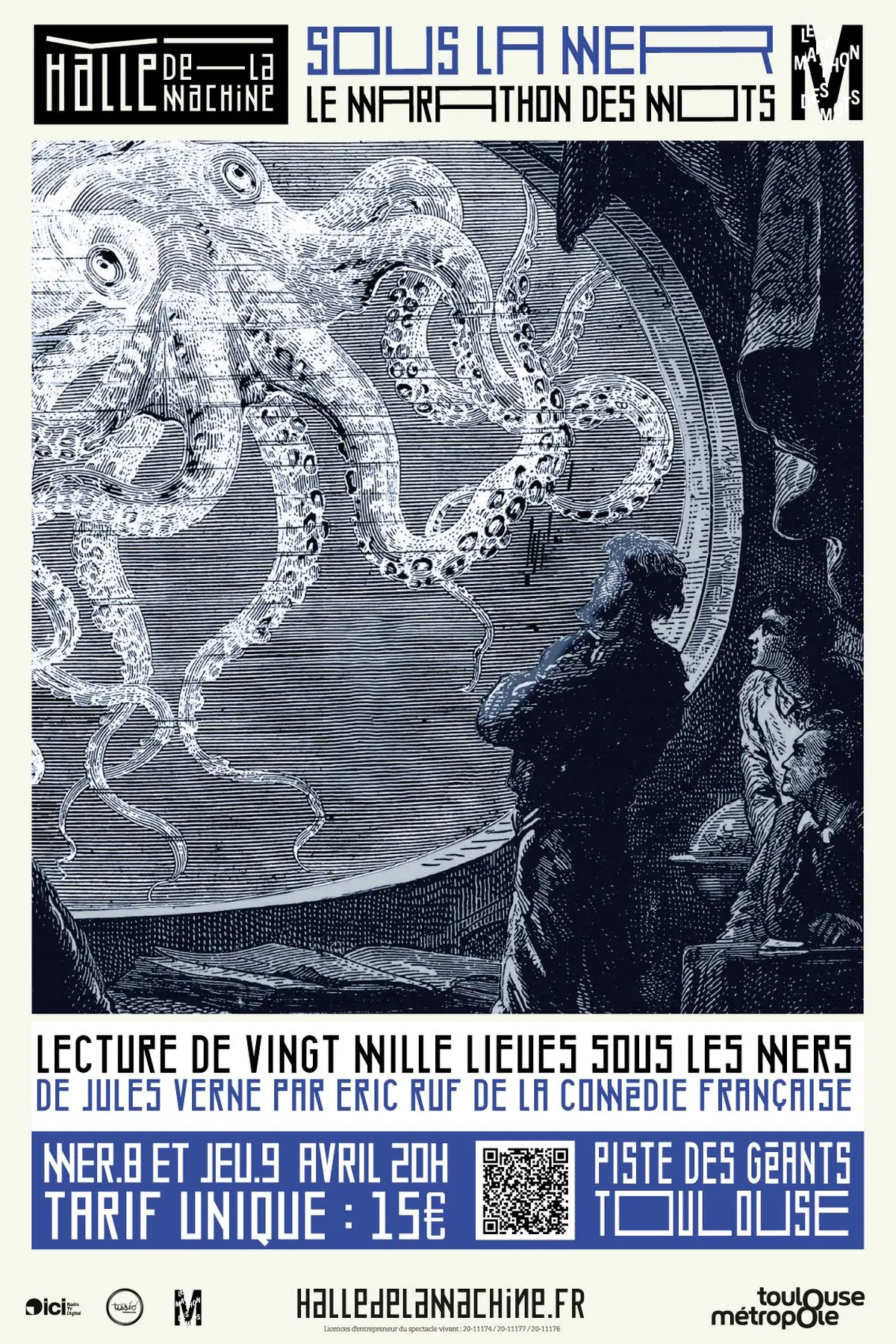 Vingt Mille Lieues sous les Mers lu par Éric Ruf à la Halle de La Machine