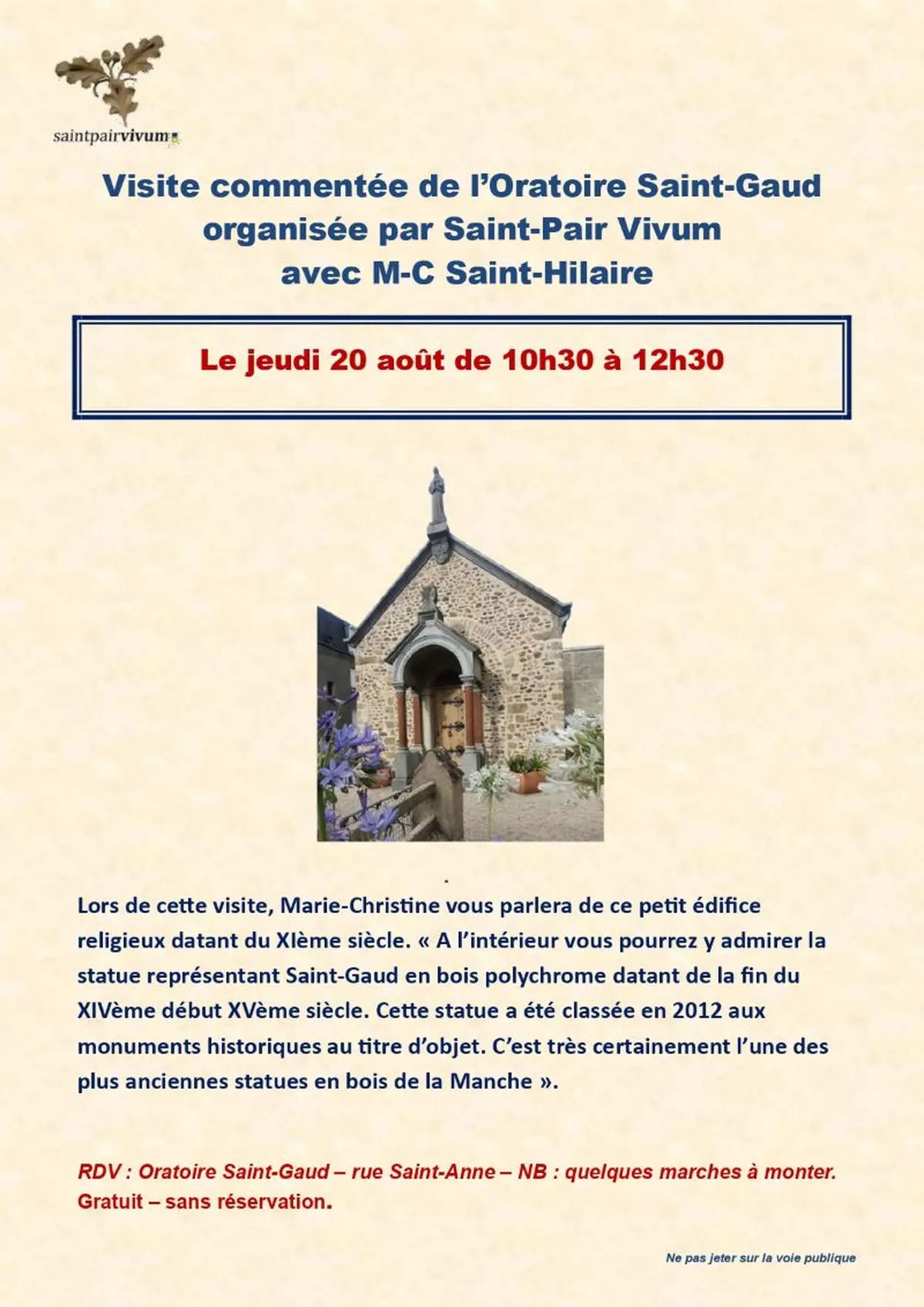 Visite commentée de l'Oratoire Saint-Gaud