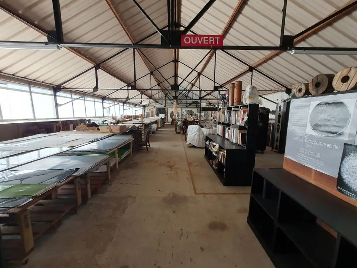 Visite de l'atelier de Darius peintre encrier