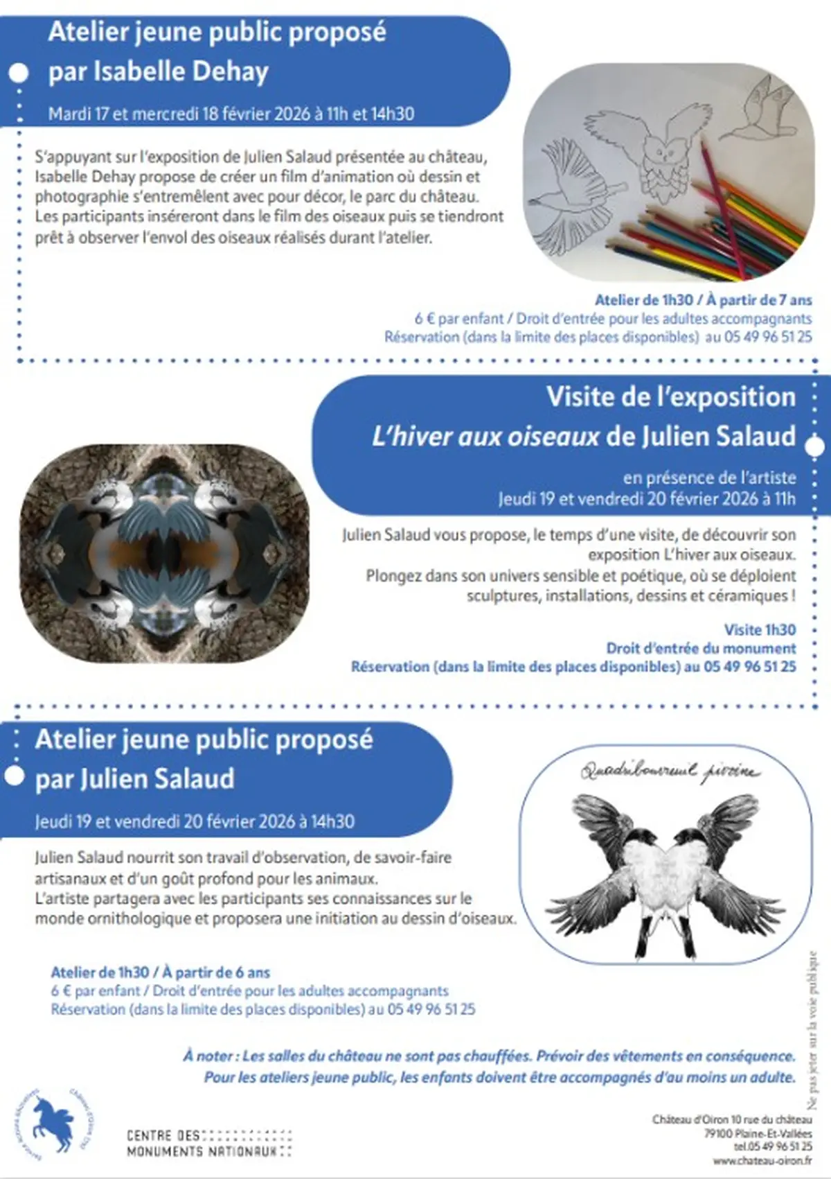 Visite de l'exposition L'hiver aux oiseaux de Julien Salaud