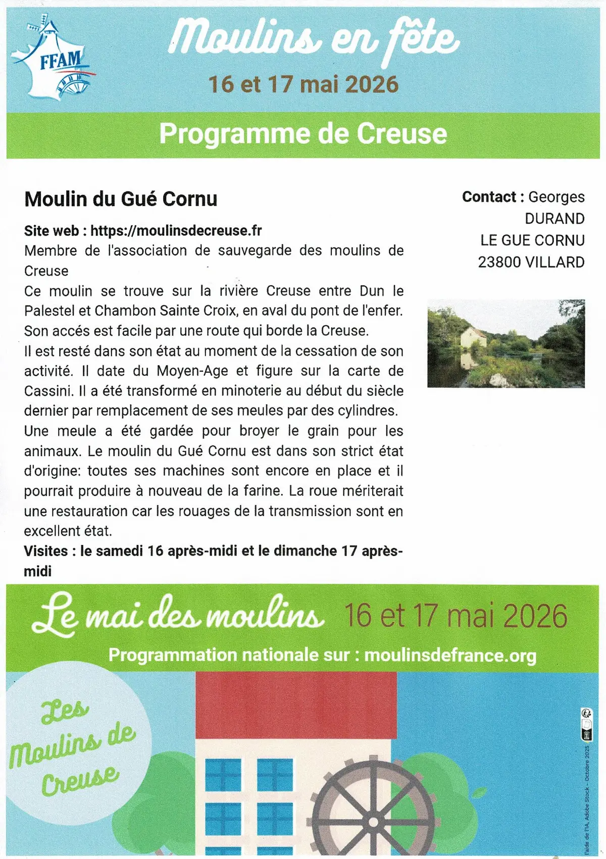 Visite du moulin du Gué Cornu