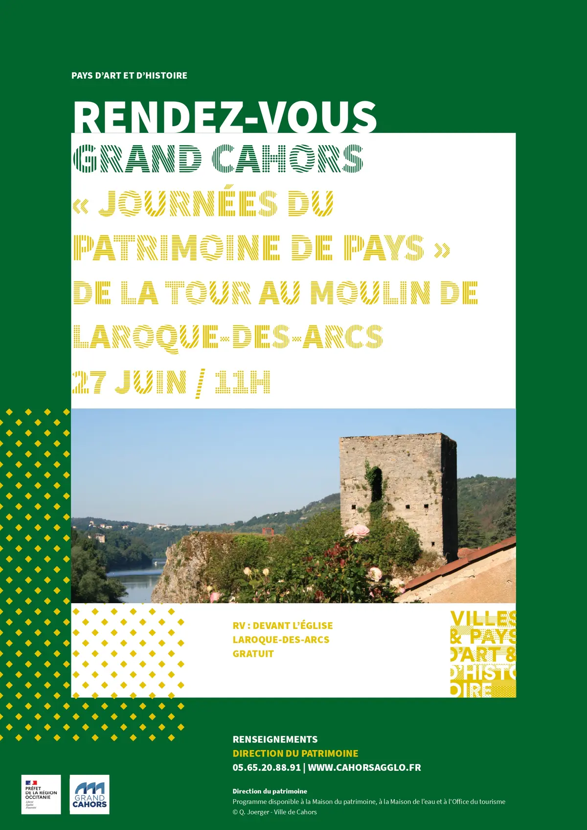 Visite extérieure de la tour et du moulin de Laroque-des-Arcs