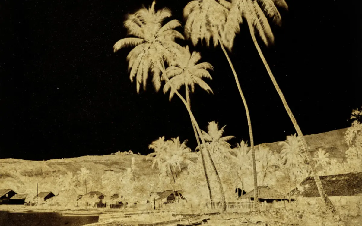 Gustave Viaud (1836-1865), Papeete, [Pape’ete], le bord de mer entre Fare Ute et la boulangerie militaire, Tahiti, Pape‘ete, 22 août 1860 © musée du quai Branly - Jacques Chirac