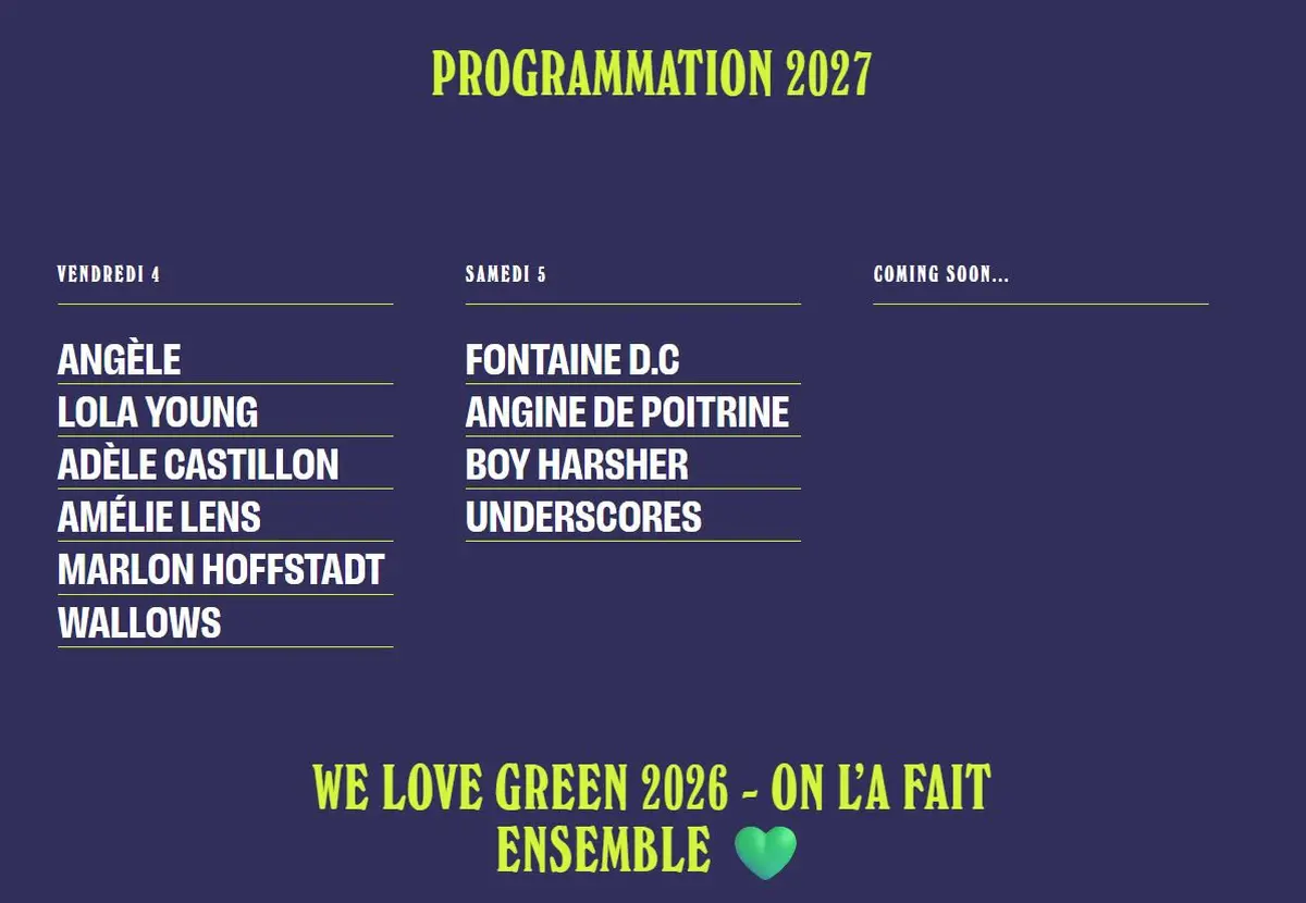 We Love Green 2027 au Bois de Vincennes : la programmation du festival parisien se dévoile