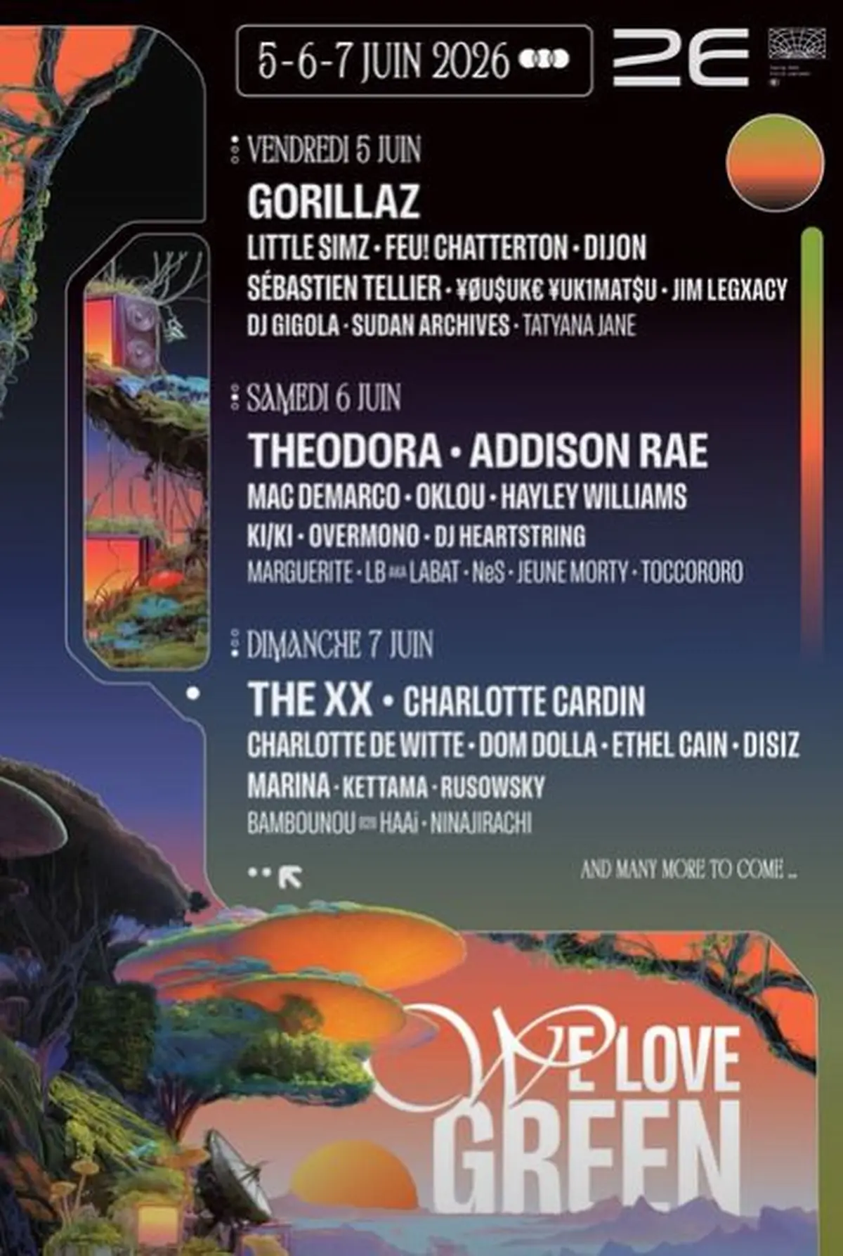 We Love Green 2026 : Gorillaz, The xx, Addison Rae...