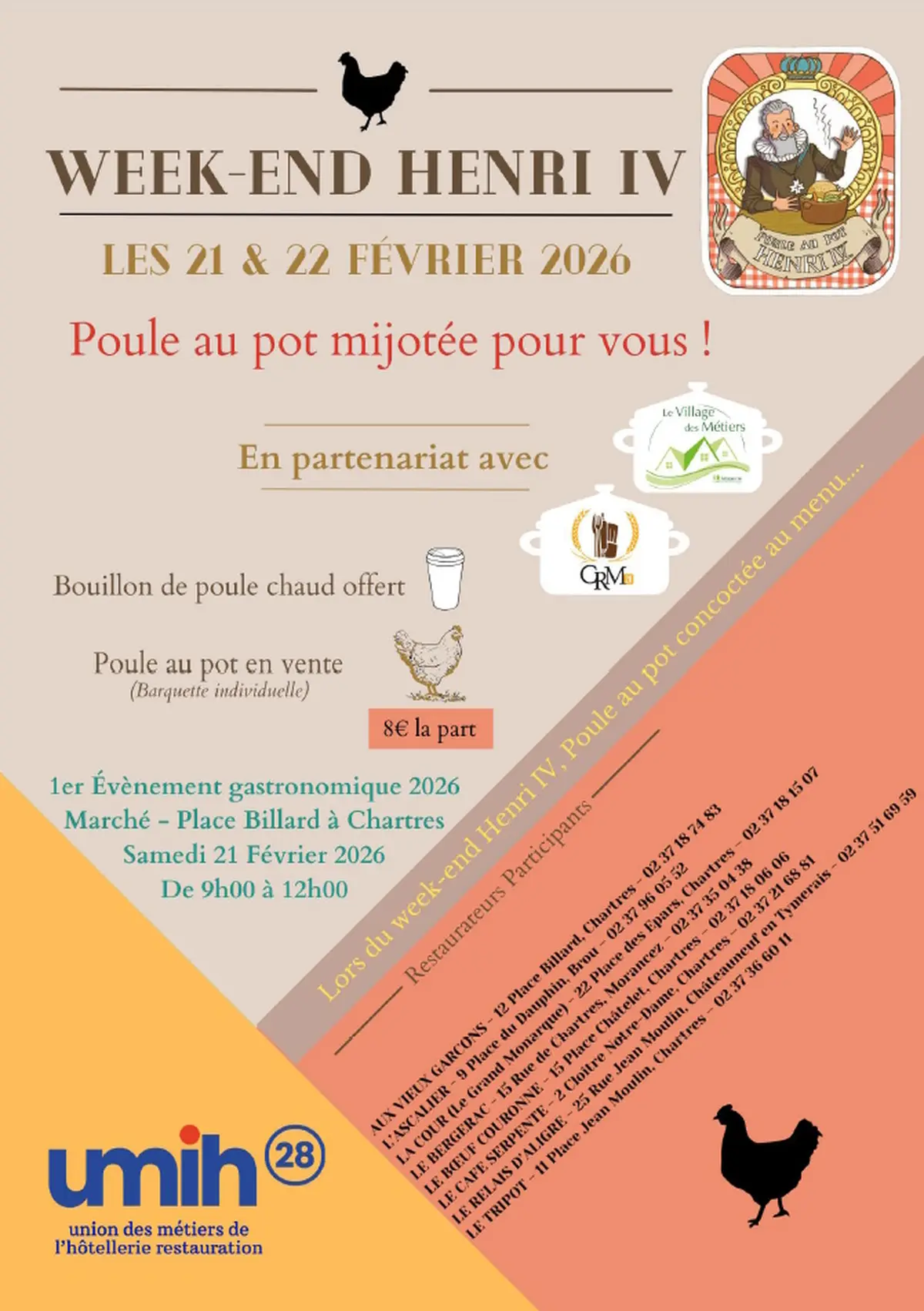 Week-end Henri IV - Menus poule au pot à l'Ascalier