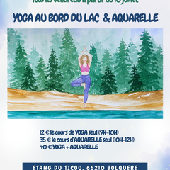 Yoga Au Bord Du Lac Et Aquarelle