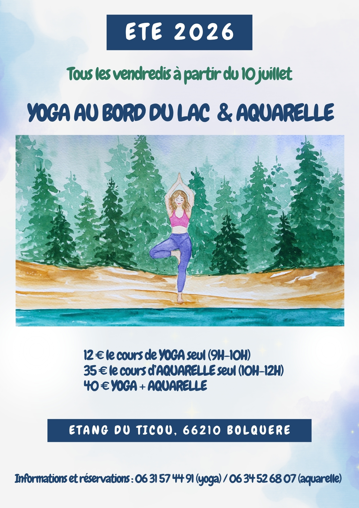 Yoga Au Bord Du Lac Et Aquarelle
