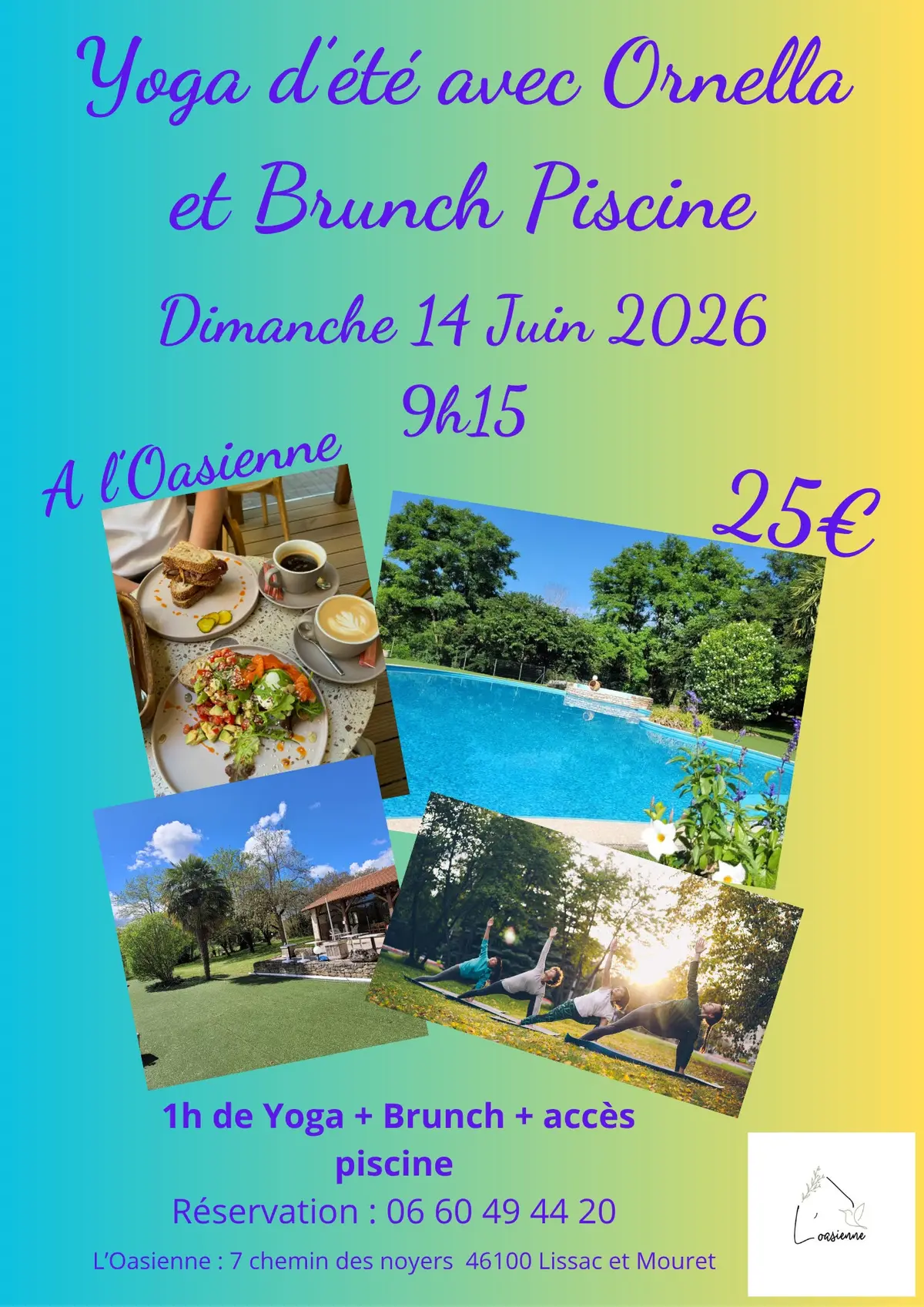 Yoga d’été et brunch piscine à L’Oasienne